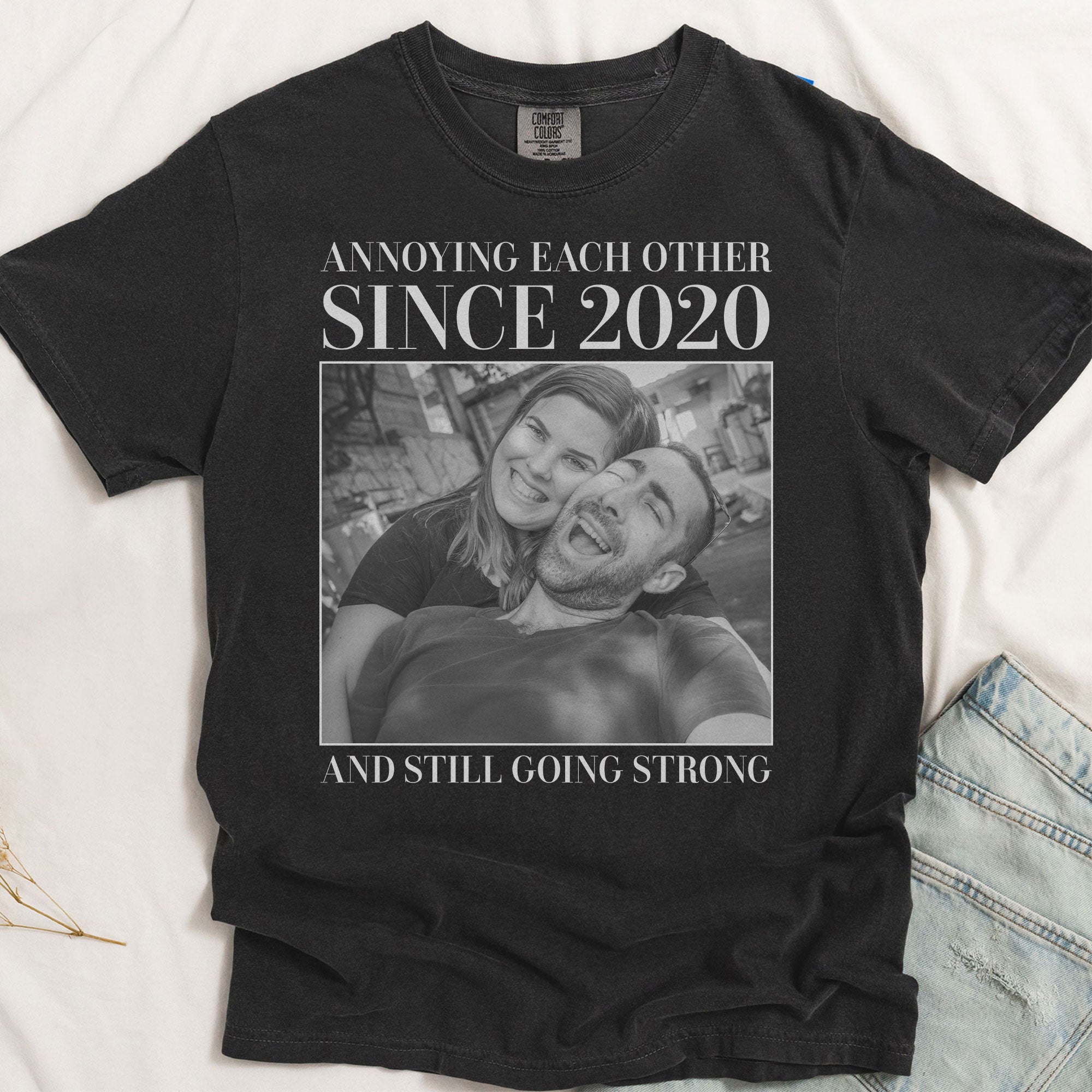 Annoying Each Other ... And Still Going Strong - Vintage Version - Personalized Photo Couple Matching Comfort Tee
