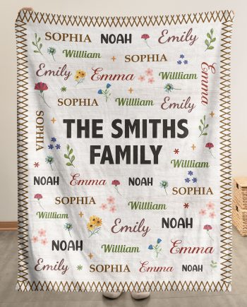 Family Name Word Christmas Theme - Personalized Blanket Big Size