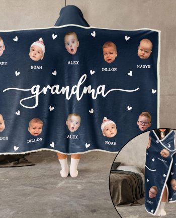 Grandma Custom Kid Face - Personalized Photo Wearable Blanket Hoodie