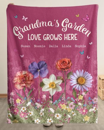 Grandma's Garden Love Grows Here - Personalized Blanket Big Size