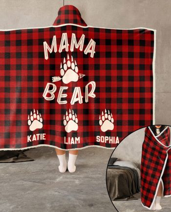 Mama Bear Custom Name - Personalized Wearable Blanket Hoodie