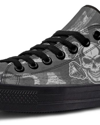 Cross Dumbbell Skull Low-Top Sneakers - Edgy Streetwear