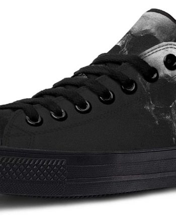 Just a Skull Black Low-Top Sneakers - Minimalist Gothic Footwear