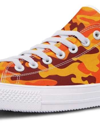 Orange Camo White Low-Top Sneakers - Trendy Streetwear