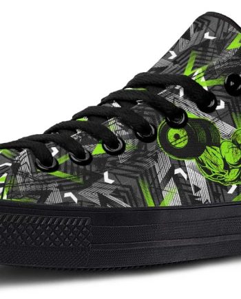 Green Polygon Dumbbell Print Low-Top Sneakers