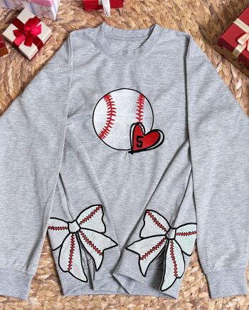 Sport Lover, Baseball, Basketball, Football Mom - Personalized Side Bow Embroidered Sweatshirt