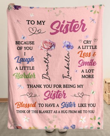 Thank You For Being My Sister, Friend, For Her, Birth Flower - Personalized Blanket Big Size